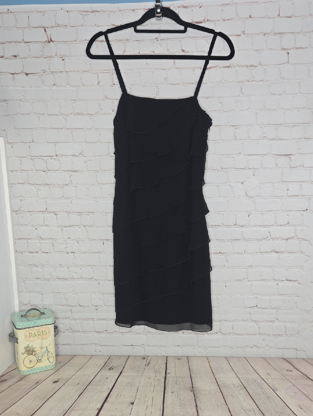 WHBM Ruffled Black Dress 4